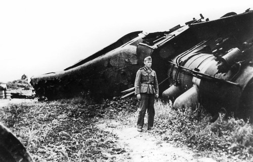 A Nazi train derailed by partisans in Yugoslavia.